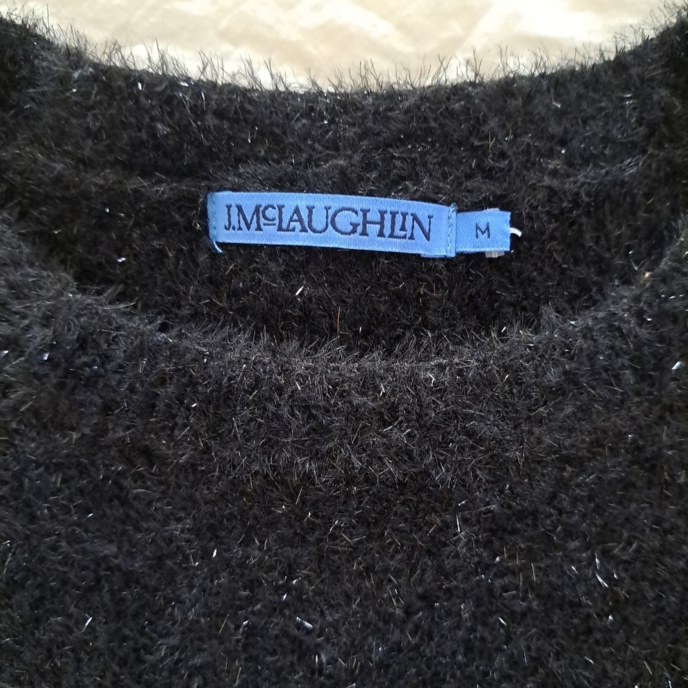 J. McLaughlin Sparckle Pullover Sweater Black Size M EUC